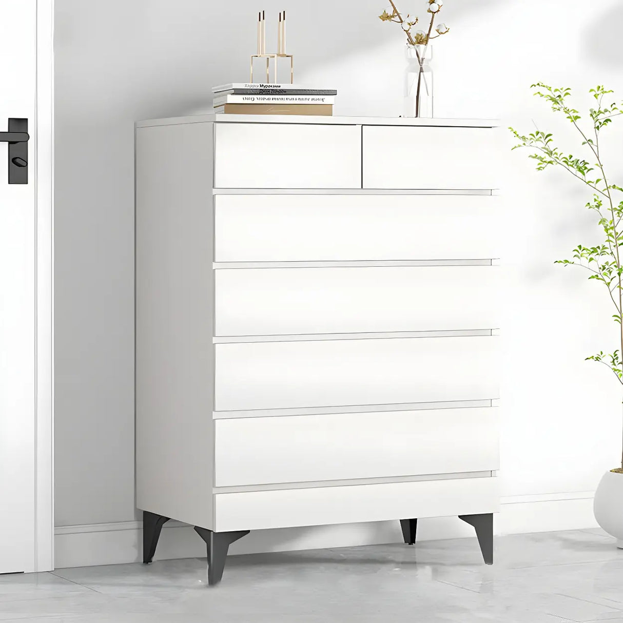 Dark Khaki Finish Oak Wood Dresser for Drawers Image - 25