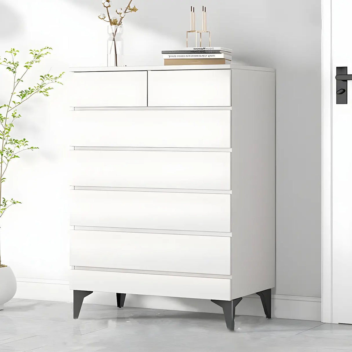 Dark Khaki Finish Oak Wood Dresser for Drawers Image - 27