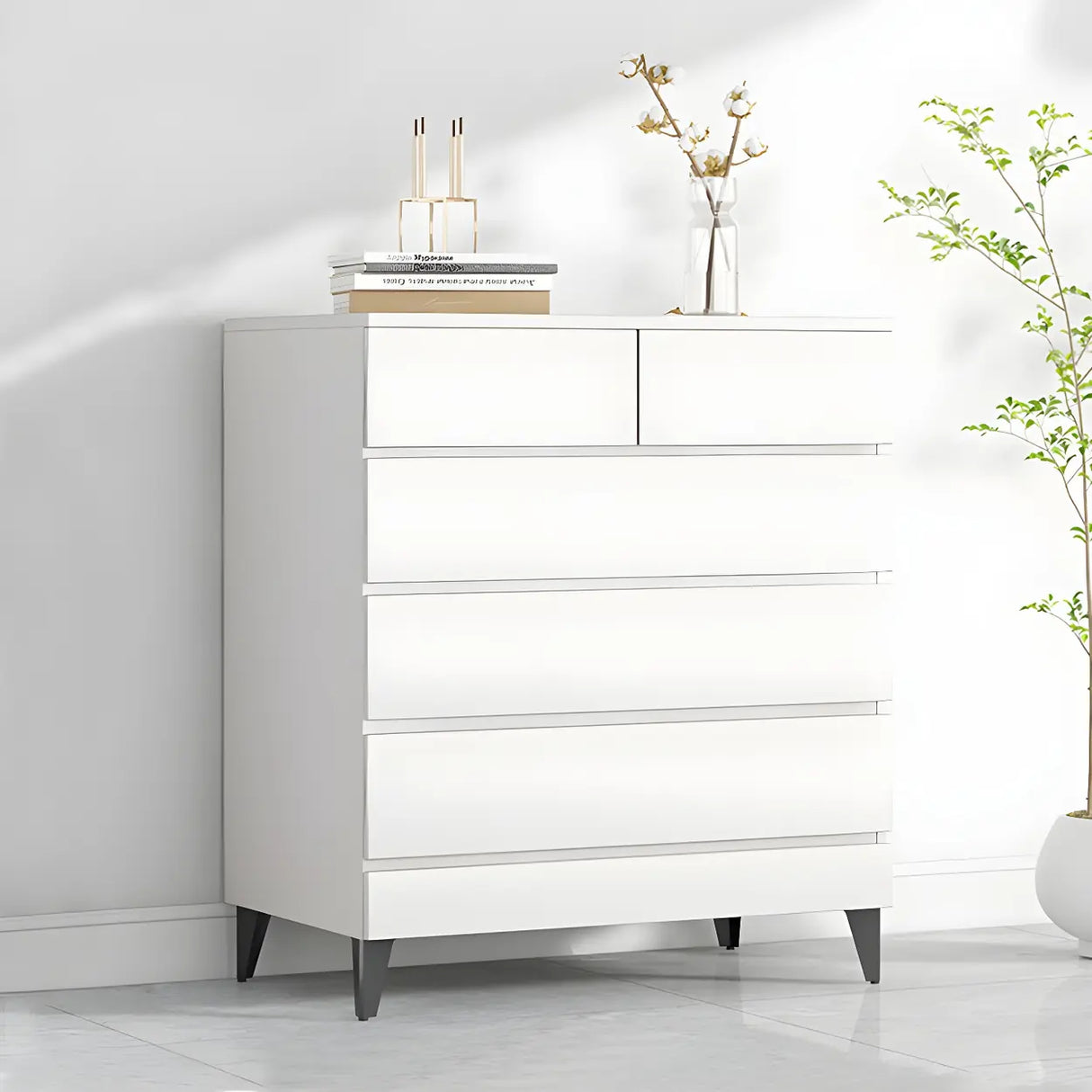 Dark Khaki Finish Oak Wood Dresser for Drawers Image - 3