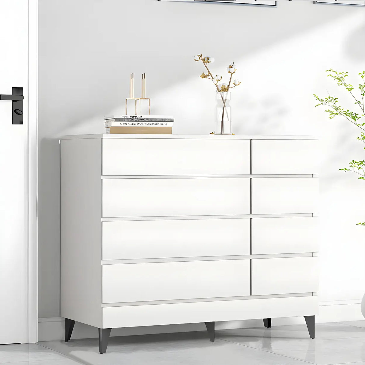 Dark Khaki Finish Oak Wood Dresser for Drawers Image - 34