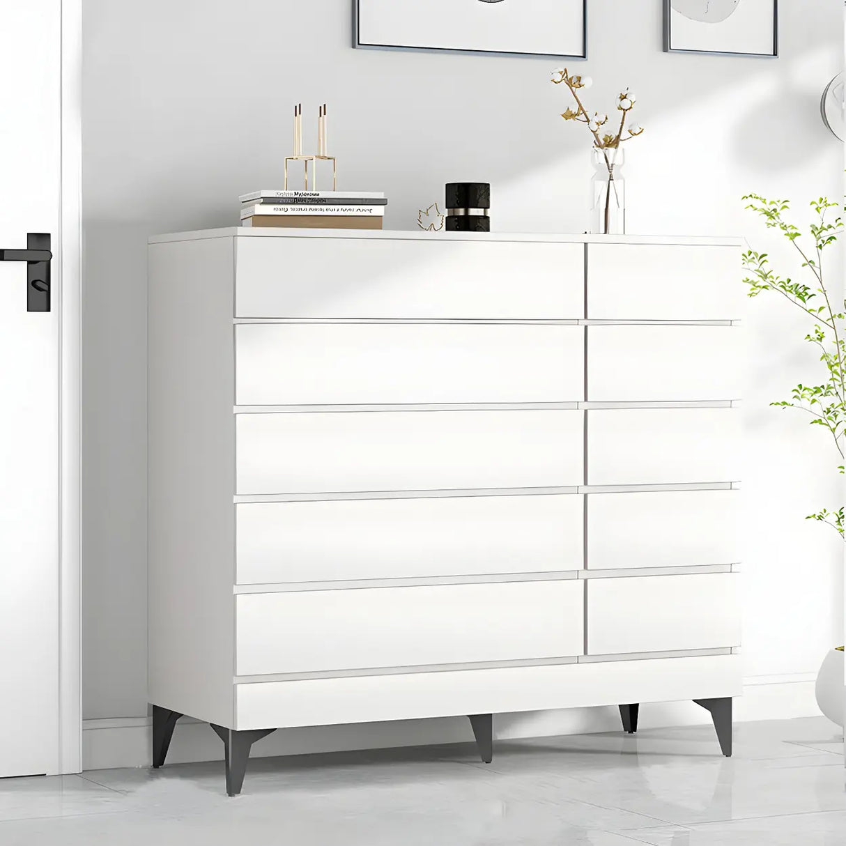 Dark Khaki Finish Oak Wood Dresser for Drawers Image - 37