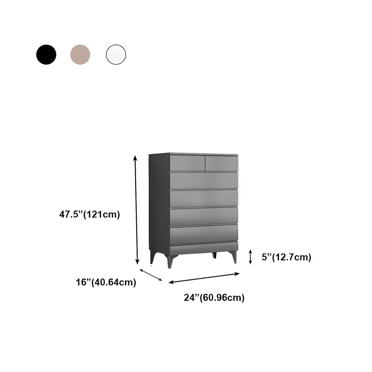 Dark Khaki Finish Oak Wood Dresser for Drawers Image - 42