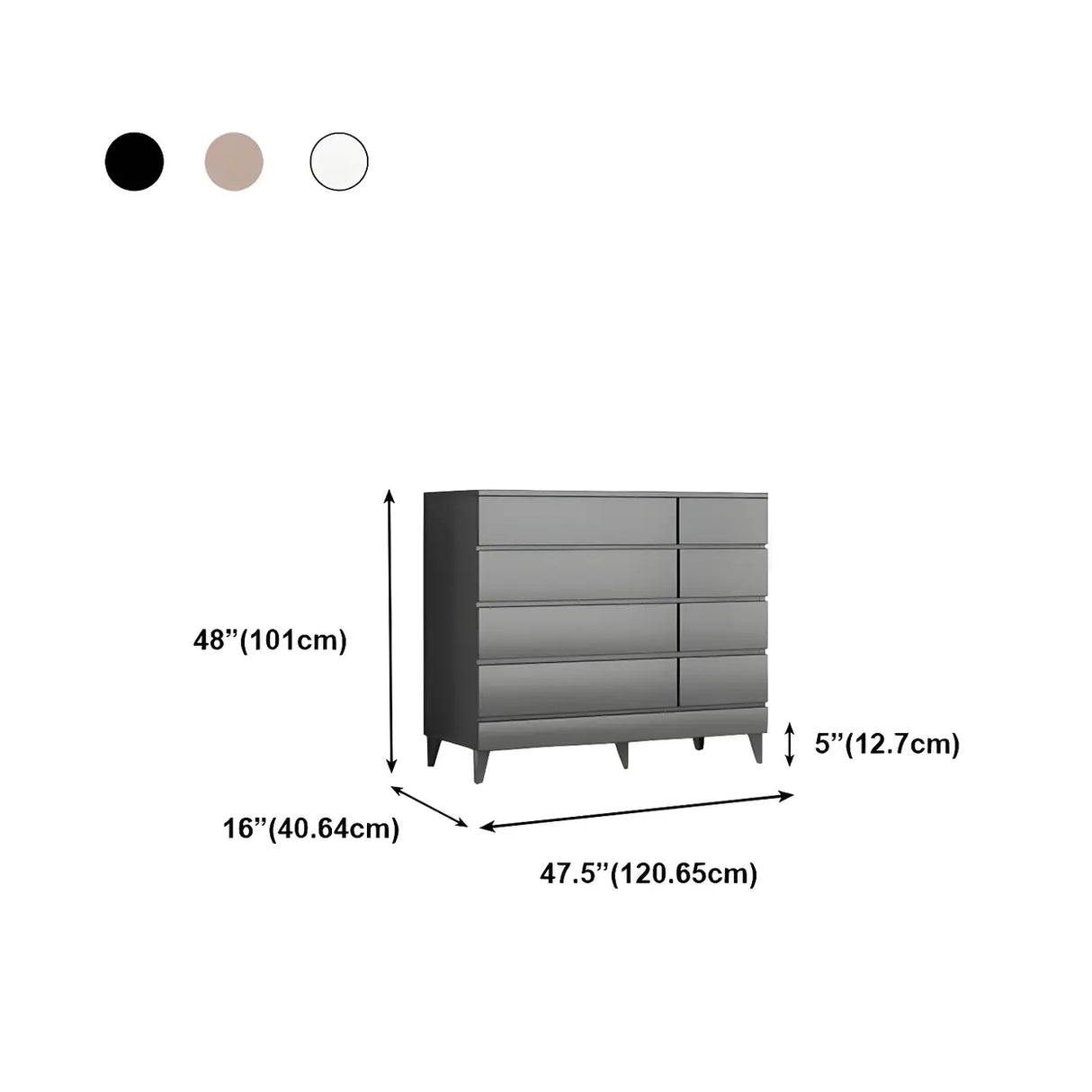 Dark Khaki Finish Oak Wood Dresser for Drawers Image - 44