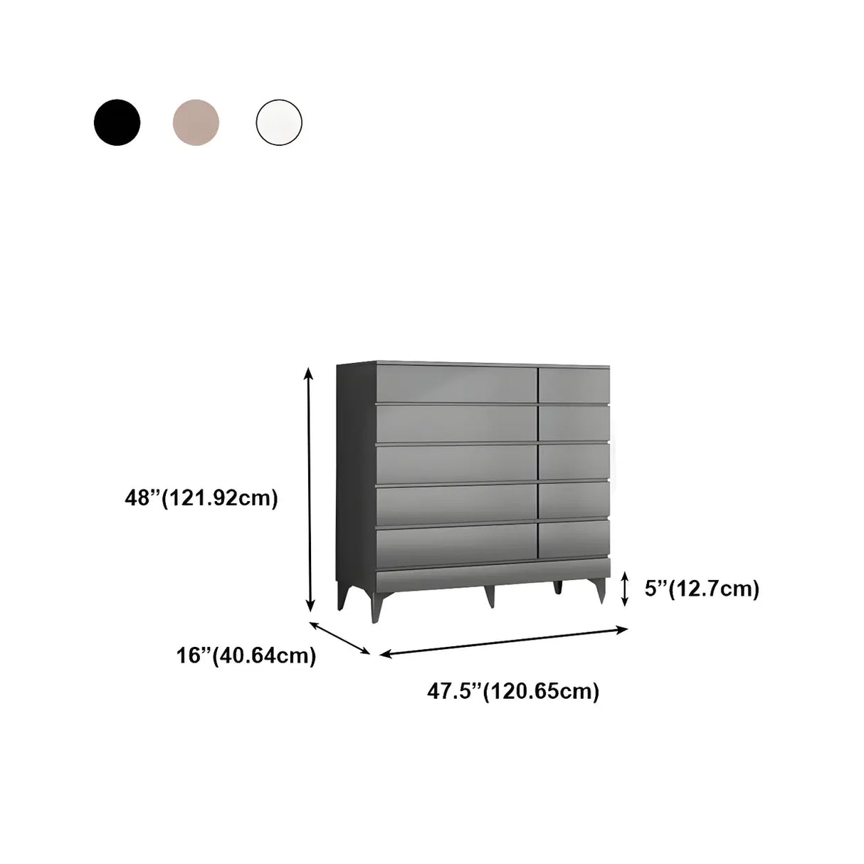 Dark Khaki Finish Oak Wood Dresser for Drawers Image - 45