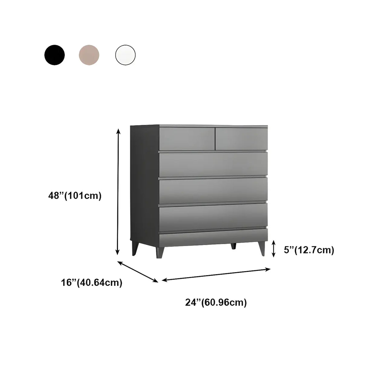 Dark Khaki Finish Oak Wood Dresser for Drawers Image - 46