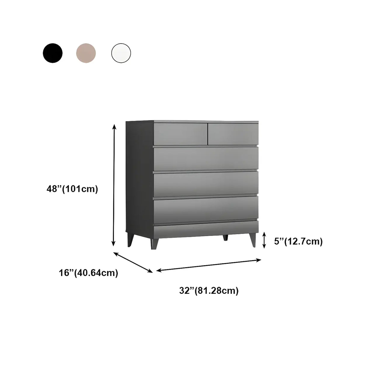 Dark Khaki Finish Oak Wood Dresser for Drawers Image - 47