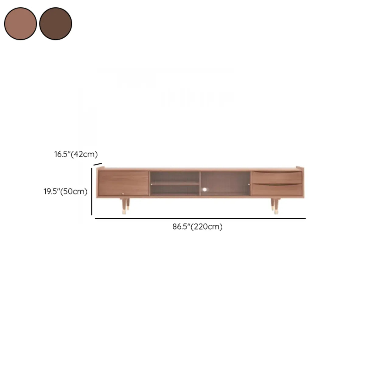 Dark Walnut Wood Drawers Shelves Cabinets TV Stand