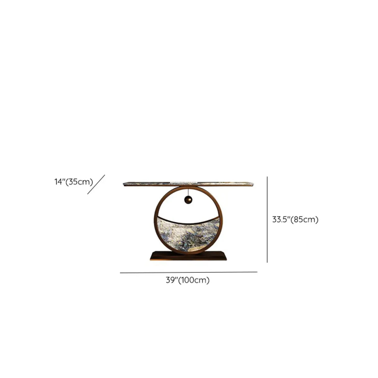 Decorative Abstract Oval Marble Top Bronze Console Table