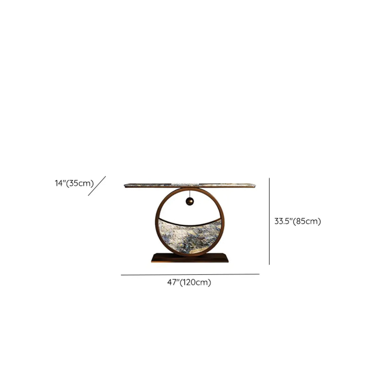 Decorative Abstract Oval Marble Top Bronze Console Table Image - 12