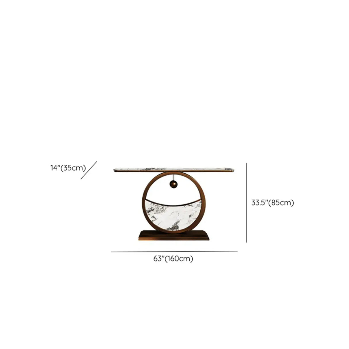 Decorative Abstract Oval Marble Top Bronze Console Table Image - 17