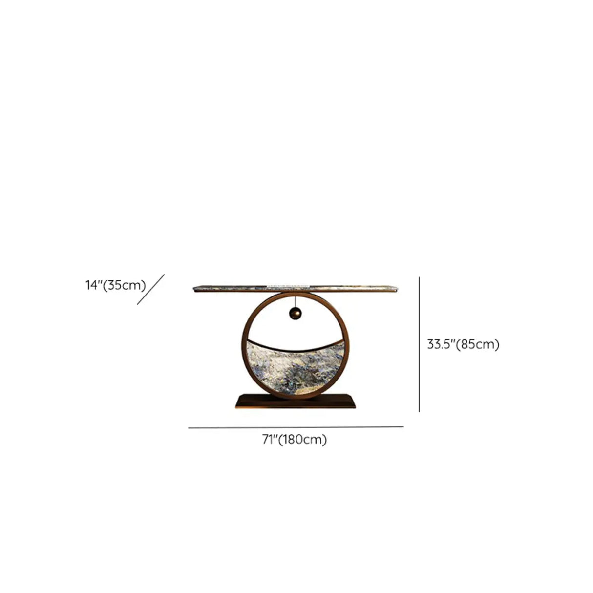 Decorative Abstract Oval Marble Top Bronze Console Table Image - 18