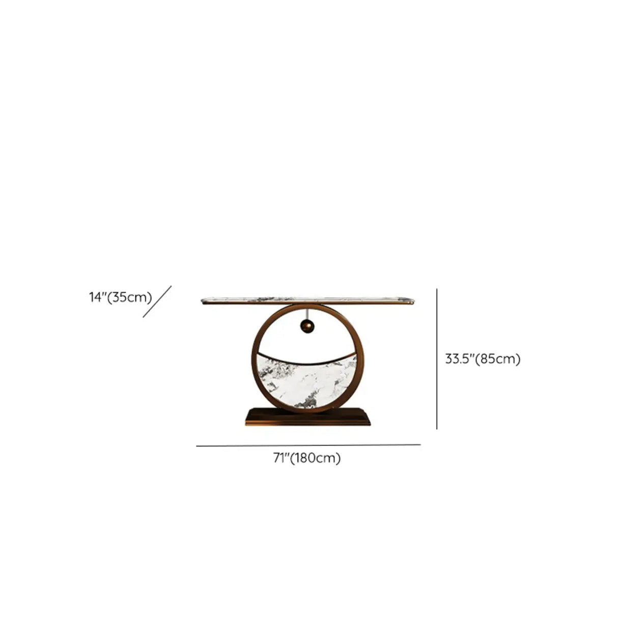 Decorative Abstract Oval Marble Top Bronze Console Table Image - 19