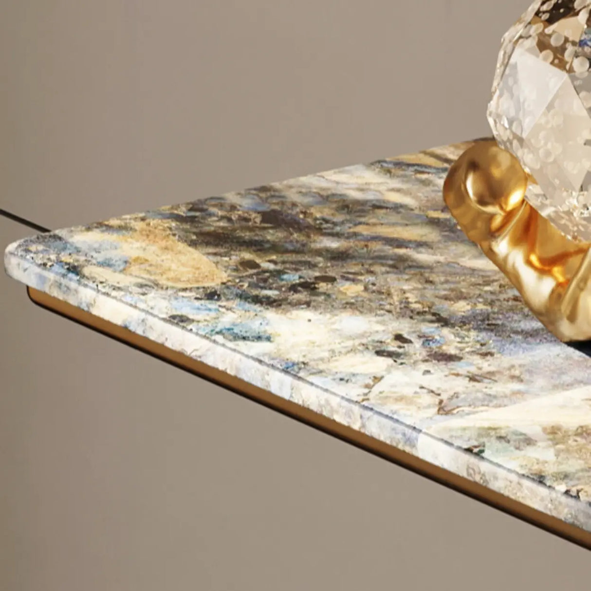 Decorative Abstract Oval Marble Top Bronze Console Table Image - 7