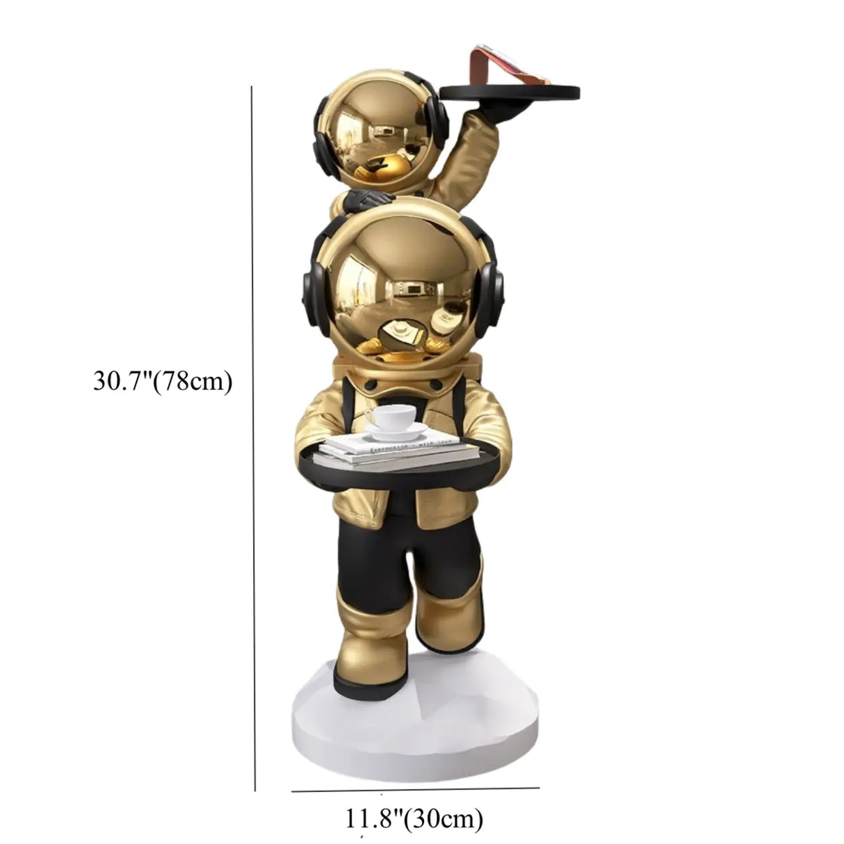 Decorative Astronaut Resin Gold 2 Sheleves Side Table