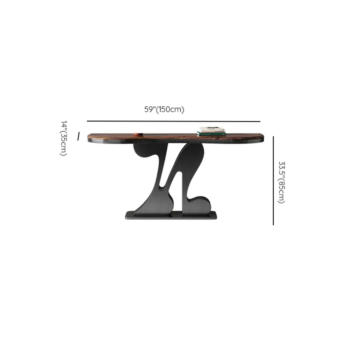 Decorative Black Irregular Abstract Walnut Console Table Image - 11