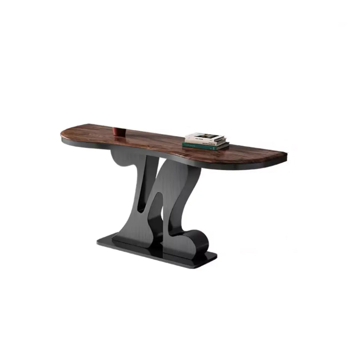 Decorative Black Irregular Abstract Walnut Console Table Image - 2