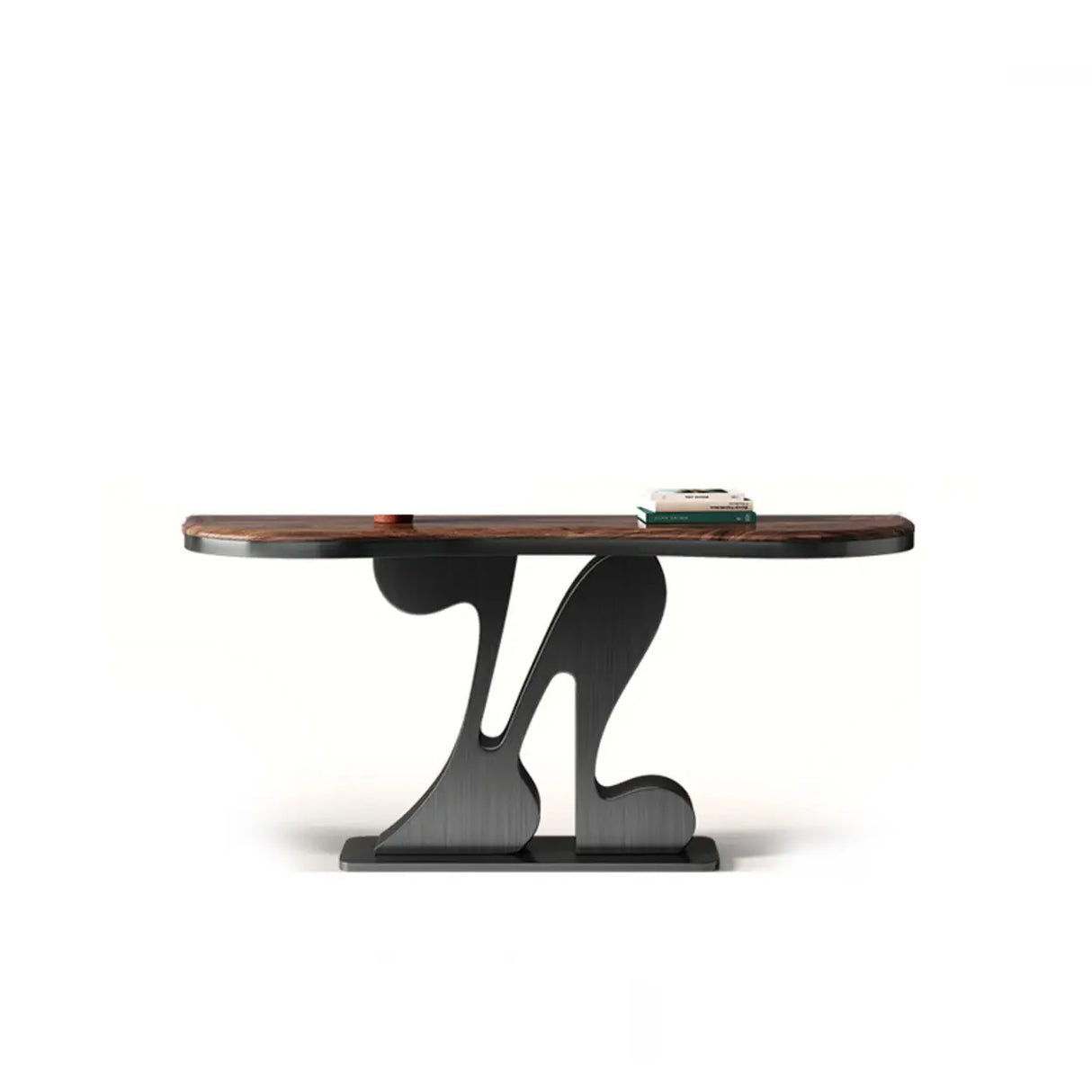 Decorative Black Irregular Abstract Walnut Console Table Image - 3