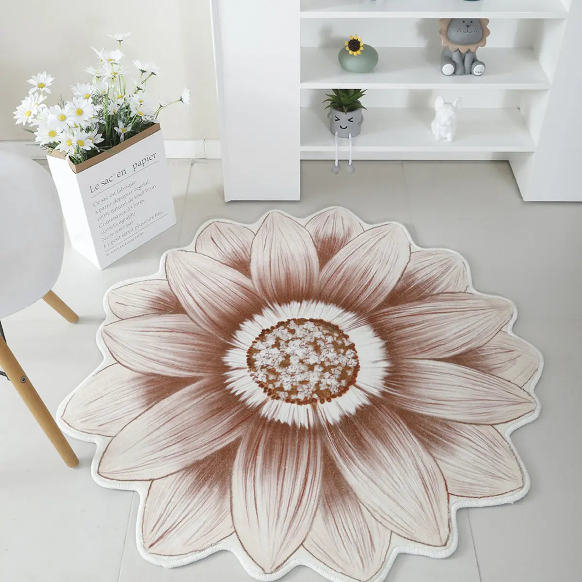 Decorative Blue Floral-Shaped Anti-Slip Area Rug Image - 9