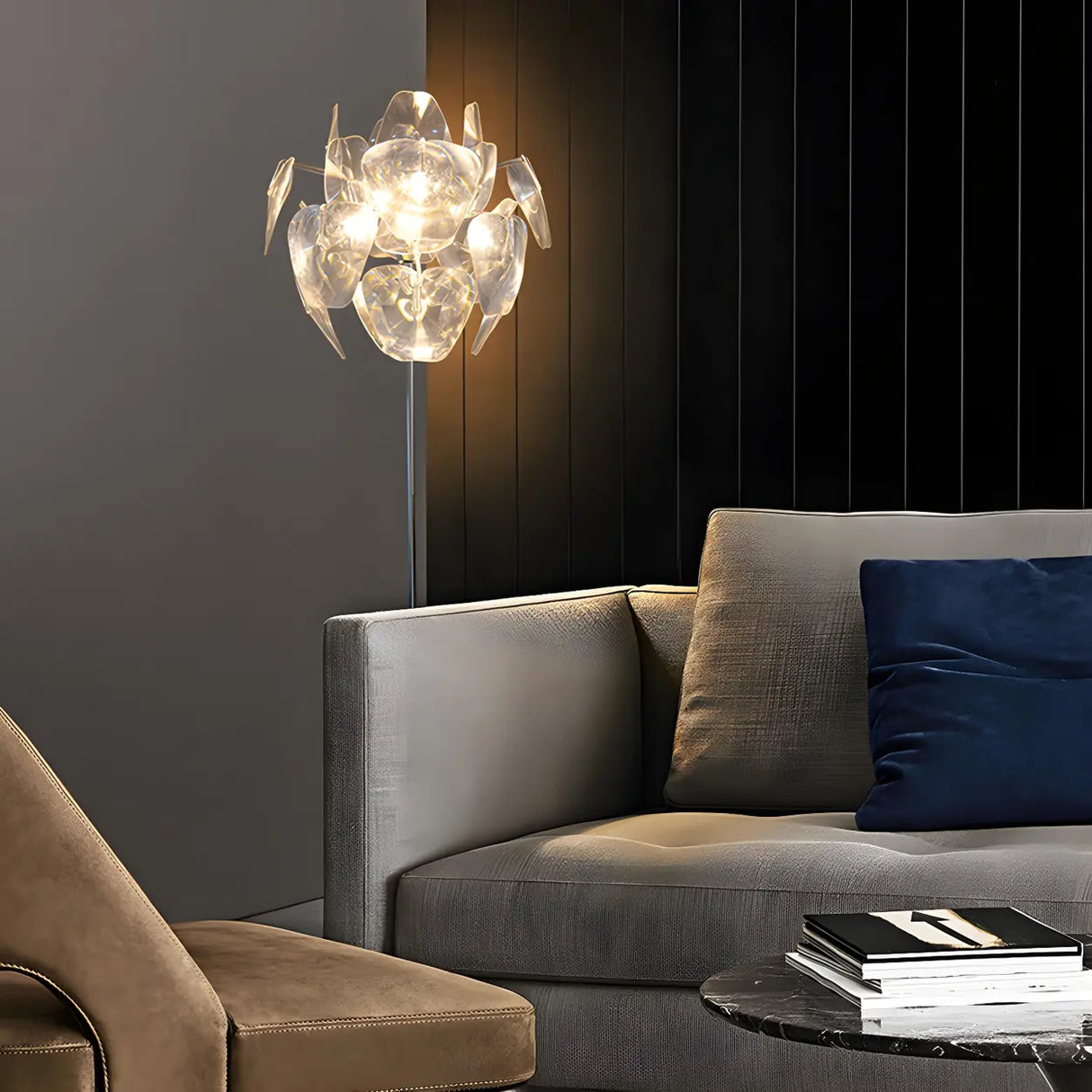 Decorative Clear Multi-storey Shade Metal Floor Lamp Image - 12