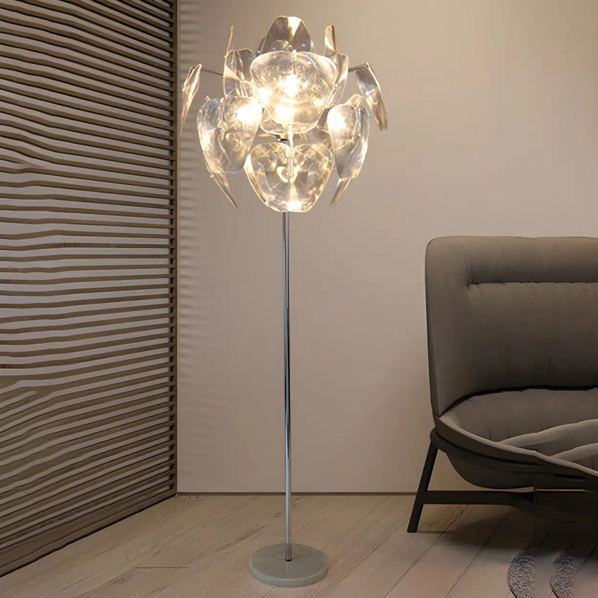 Decorative Clear Multi-storey Shade Metal Floor Lamp Image - 14