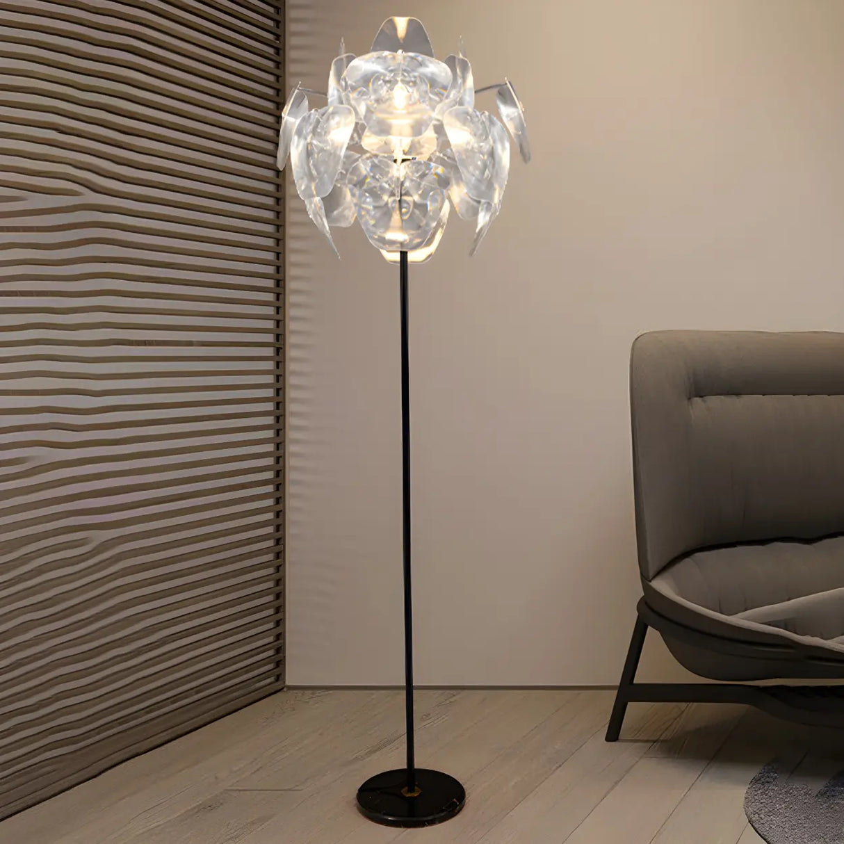 Decorative Clear Multi-storey Shade Metal Floor Lamp Image - 15