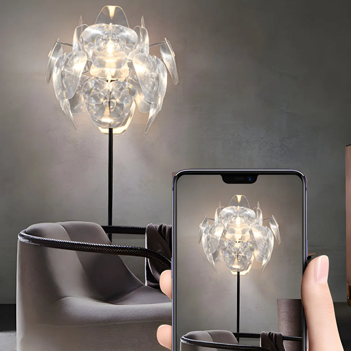 Decorative Clear Multi-storey Shade Metal Floor Lamp Image - 16