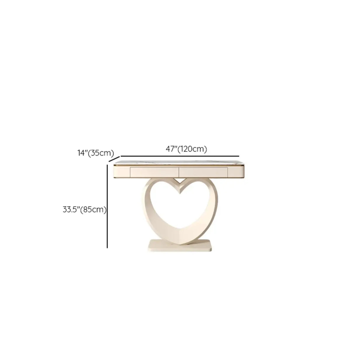 Decorative Curved Marble-Top Cream Storage Console Table Image - 16