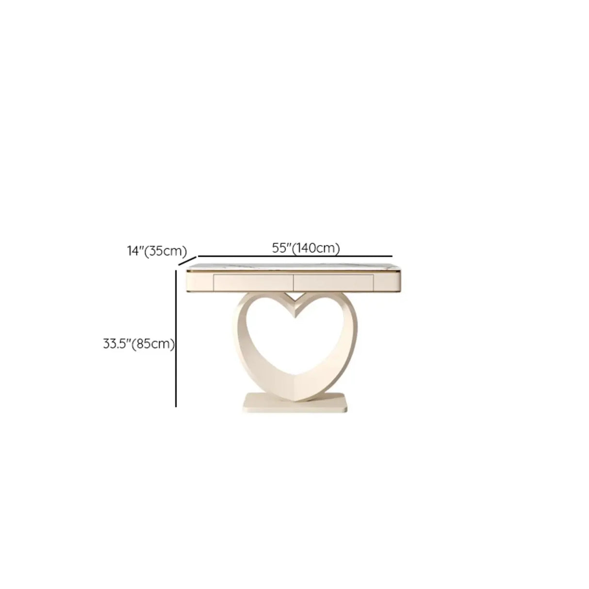 Decorative Curved Marble-Top Cream Storage Console Table Image - 17