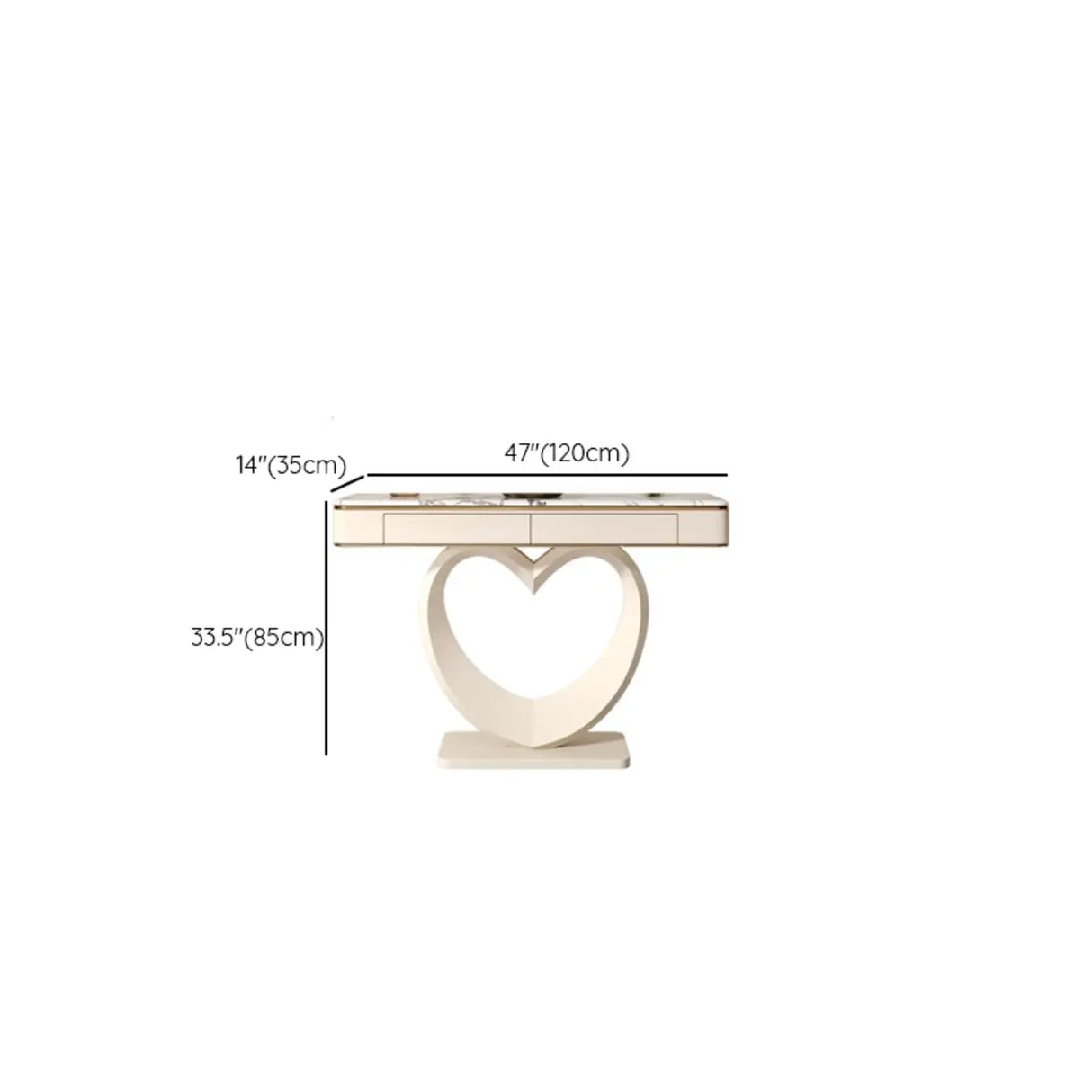 Decorative Curved Marble-Top Cream Storage Console Table Image - 21