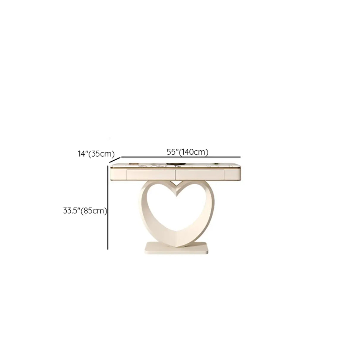 Decorative Curved Marble-Top Cream Storage Console Table Image - 22