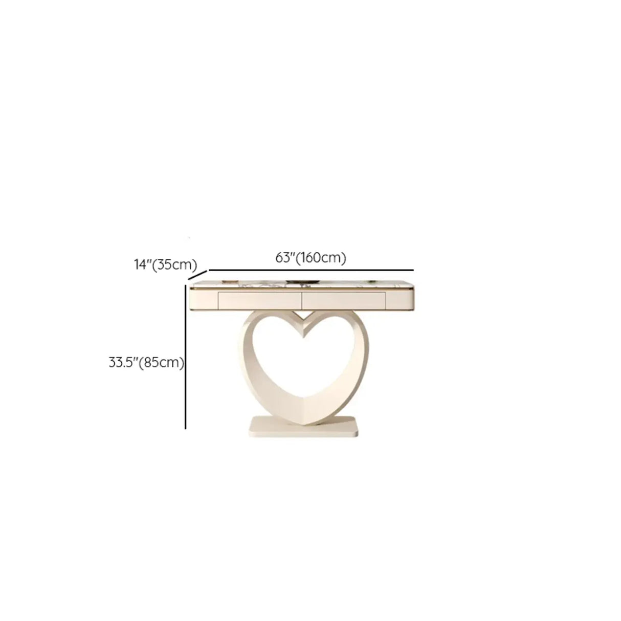 Decorative Curved Marble-Top Cream Storage Console Table Image - 23