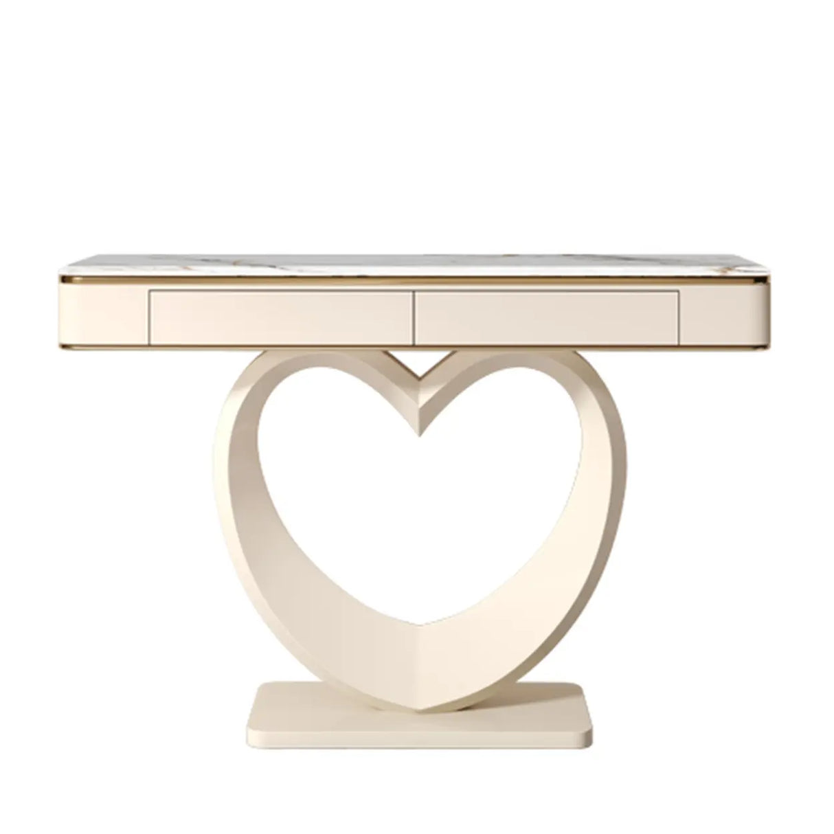 Decorative Curved Marble-Top Cream Storage Console Table Image - 2