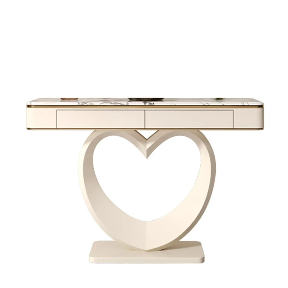 Decorative Curved Marble-Top Cream Storage Console Table Image - 3