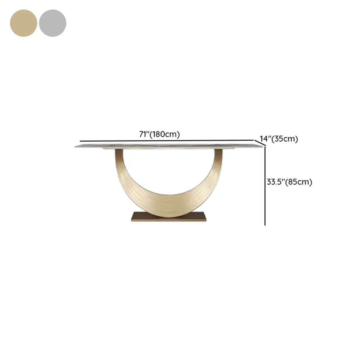 Decorative Curved Marble-Top Gold Accents Console Table Image - 14