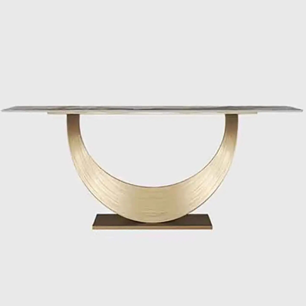 Decorative Curved Marble-Top Gold Accents Console Table Image - 3