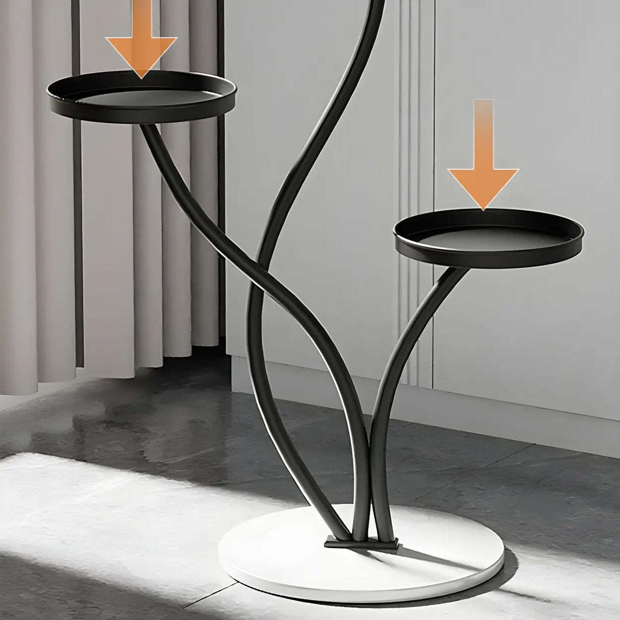 Decorative Curved Metal Gold 3 Tiers Stone Plant Stand Image - 11