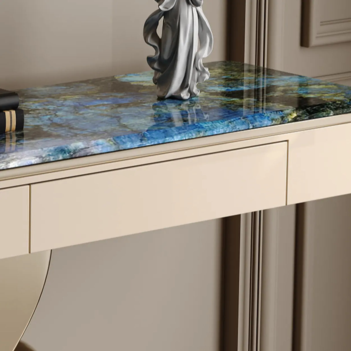 Decorative Entryway Curved Stone Storage Console Table Image - 10