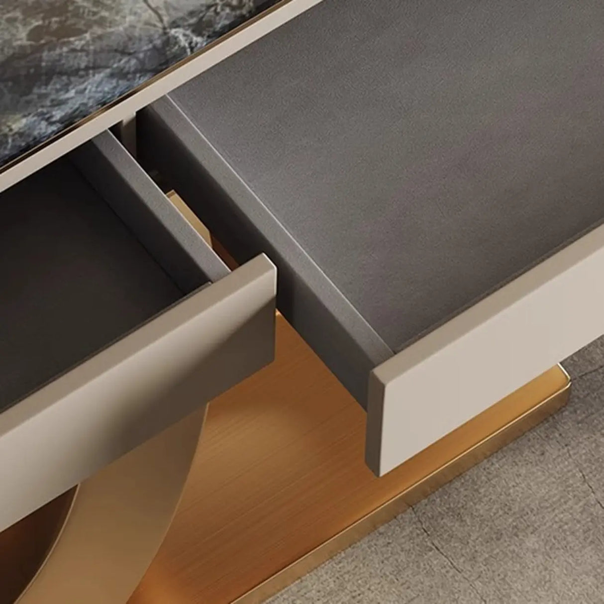 Decorative Entryway Curved Stone Storage Console Table Image - 11