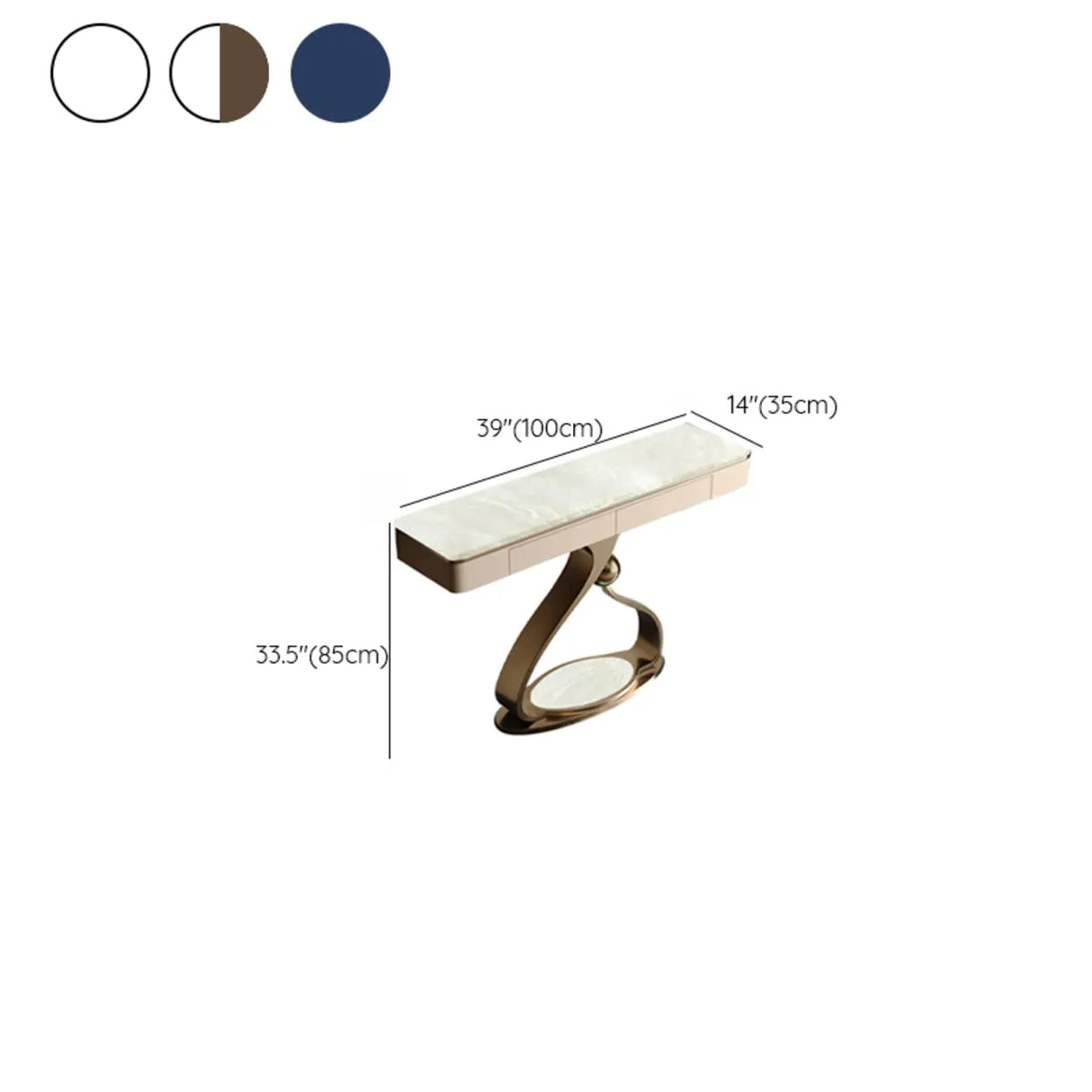 Decorative Entryway Curved Stone Storage Console Table