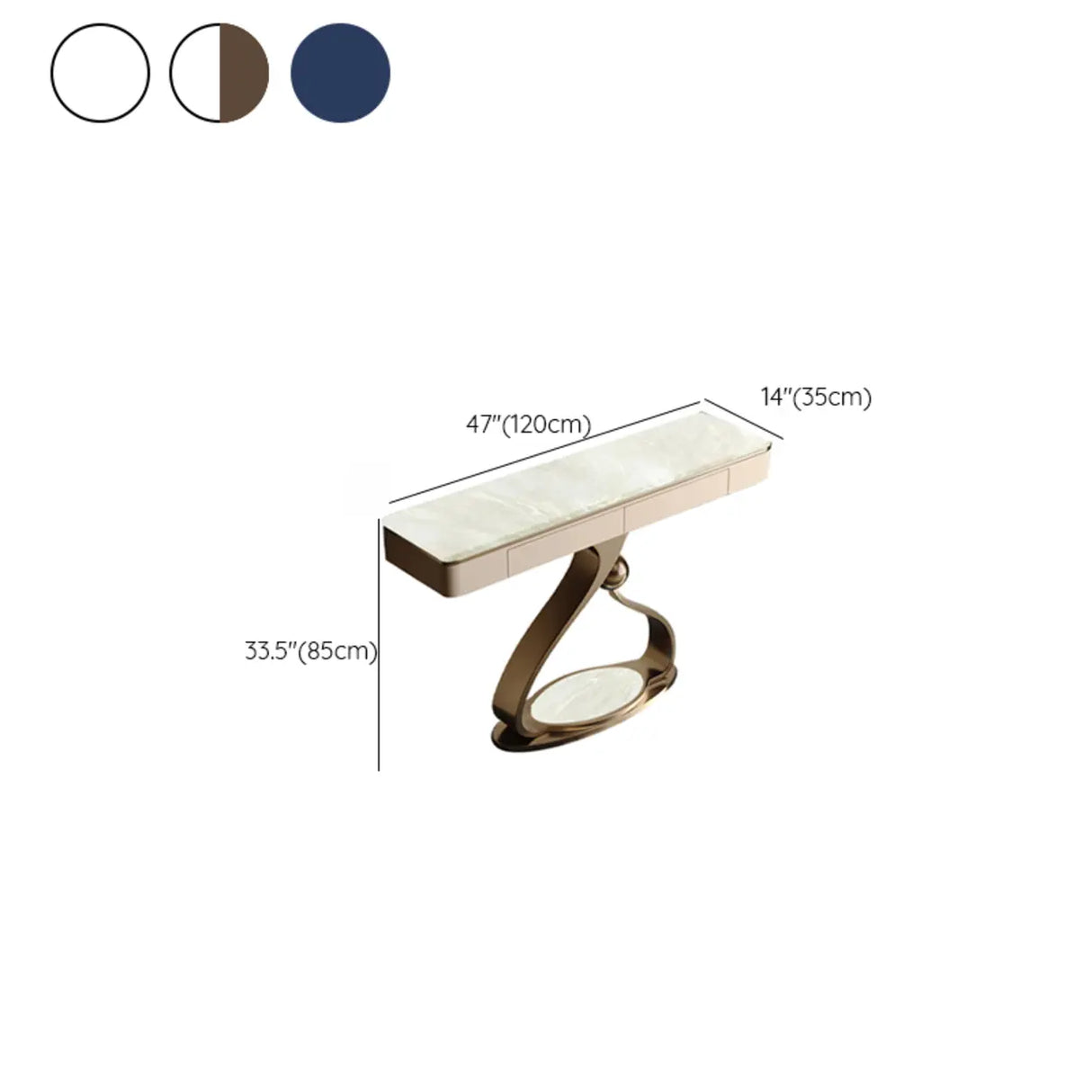 Decorative Entryway Curved Stone Storage Console Table Image - 14