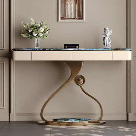 Decorative Entryway Curved Stone Storage Console Table Image - 1