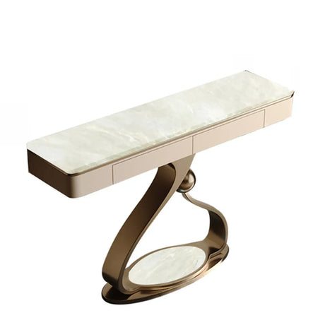 Decorative Entryway Curved Stone Storage Console Table Image - 2