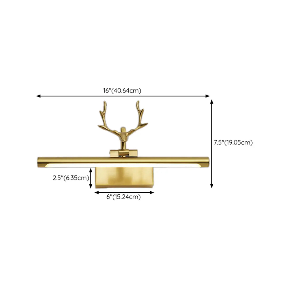 Decorative Gold Antlers Metal Bathroom Vanity Light
