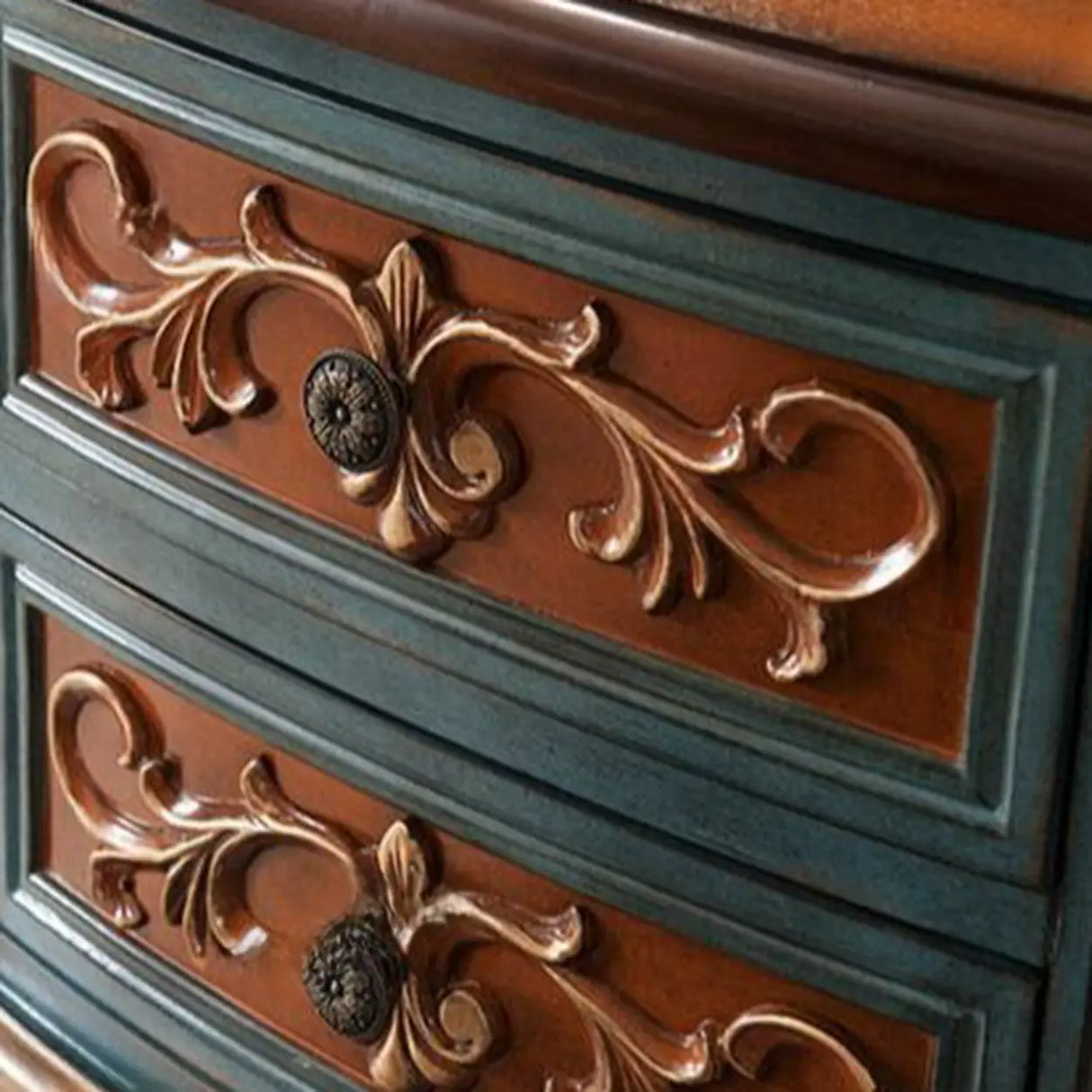 Decorative Half-circle Blue Wood Storage Entry Console Table Image - 10