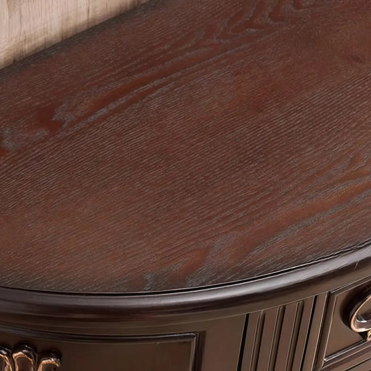 Decorative Half-circle Blue Wood Storage Entry Console Table Image - 11