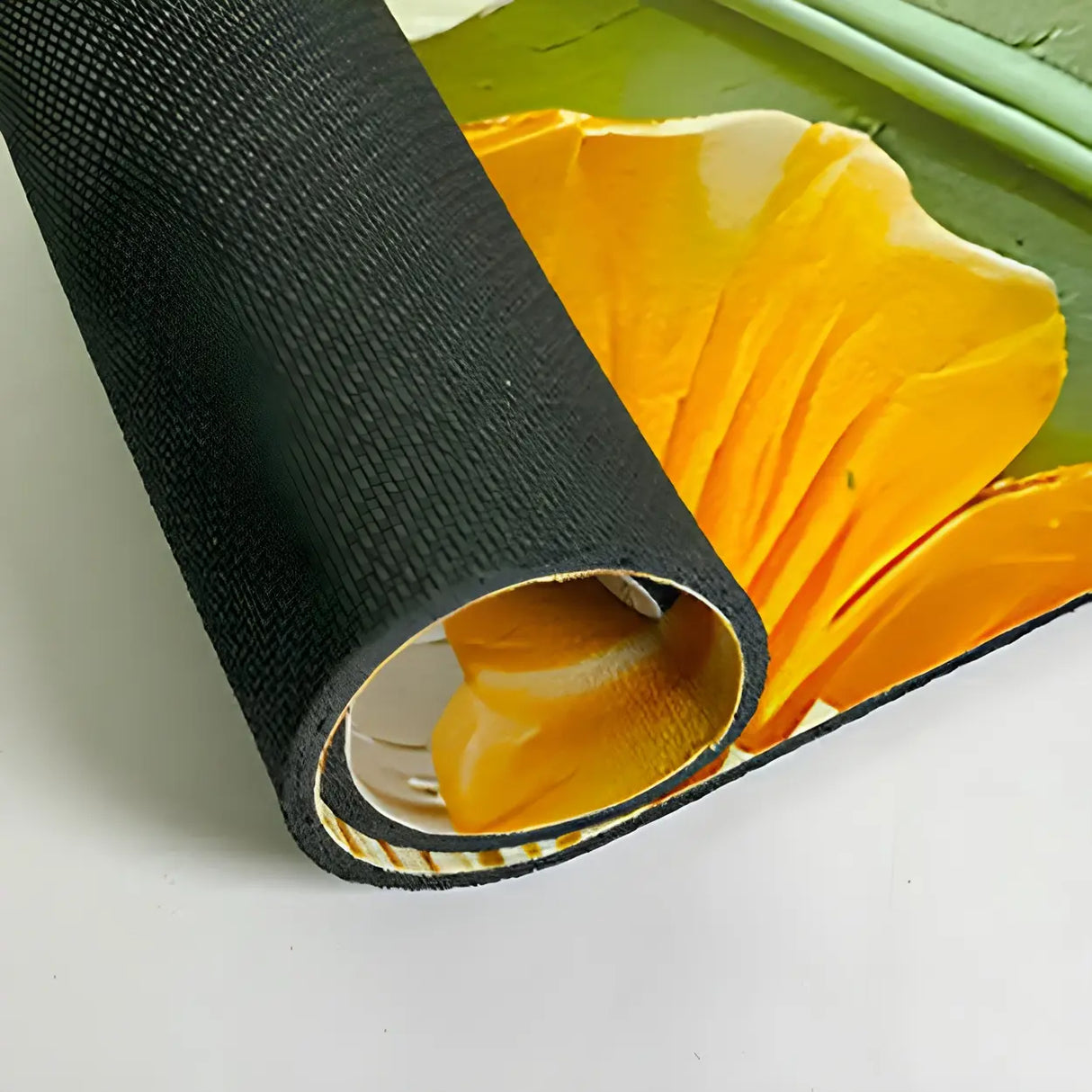 Decorative Lotus 3D Rubber Green Rectangular Area Rug Image - 12