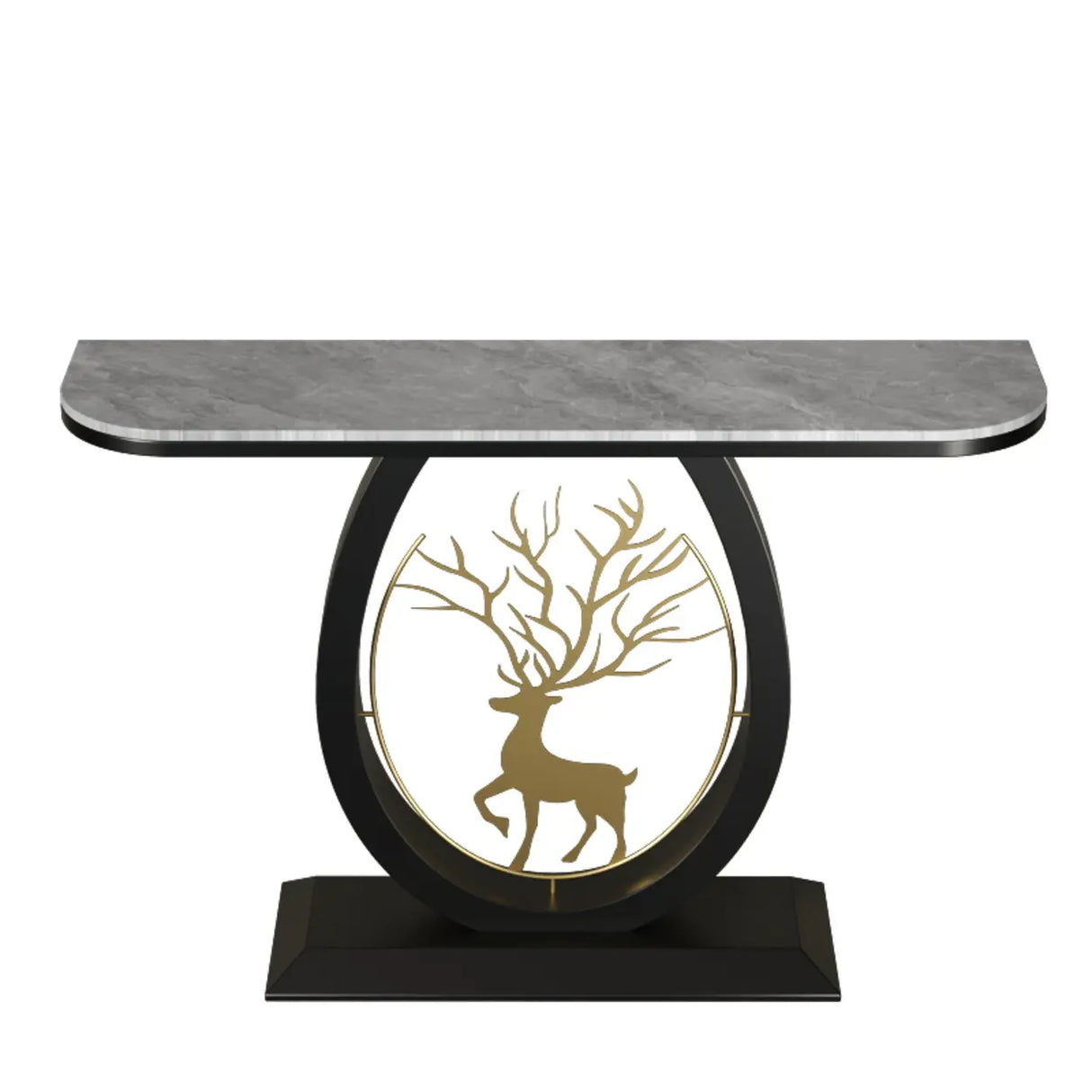 Decorative Oval Deer Base Sintered Stone Gold Console Table Image - 11