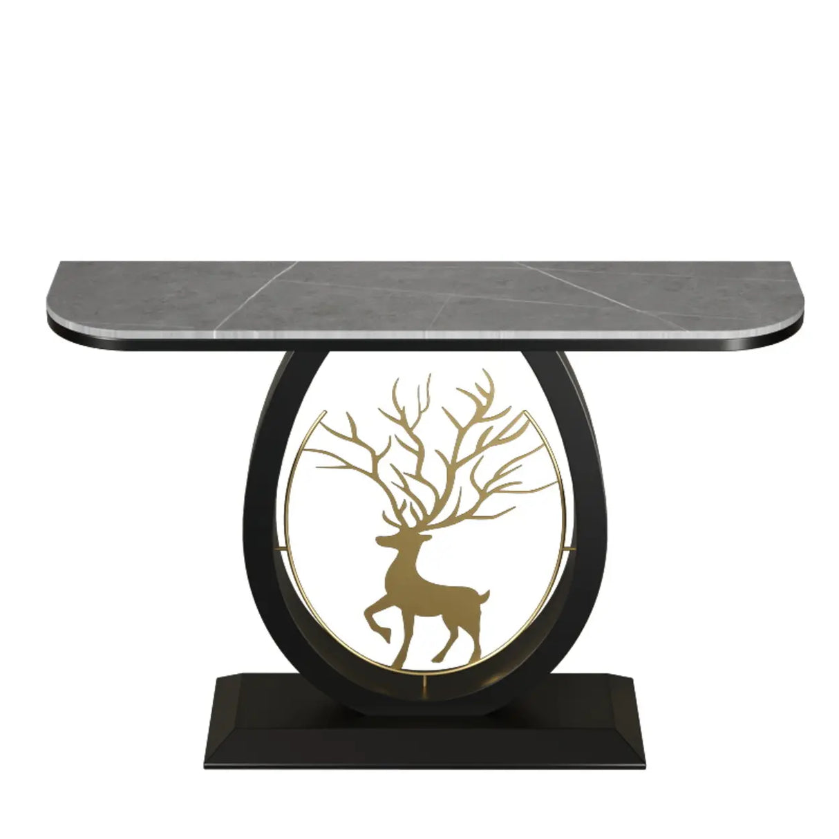 Decorative Oval Deer Base Sintered Stone Gold Console Table Image - 13