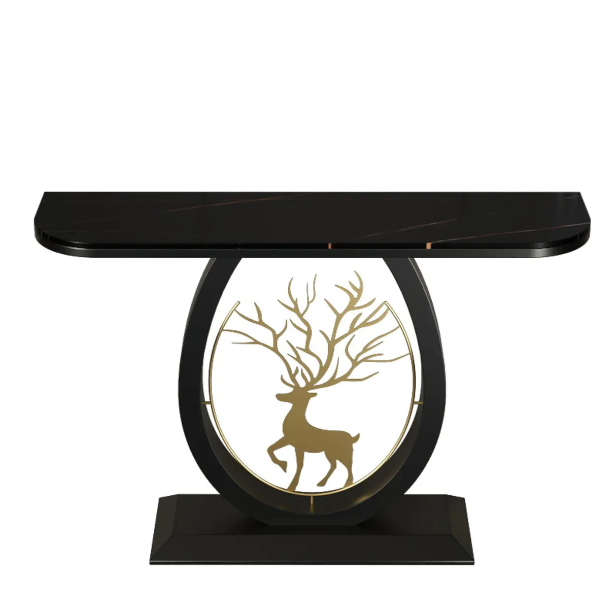 Decorative Oval Deer Base Sintered Stone Gold Console Table Image - 14