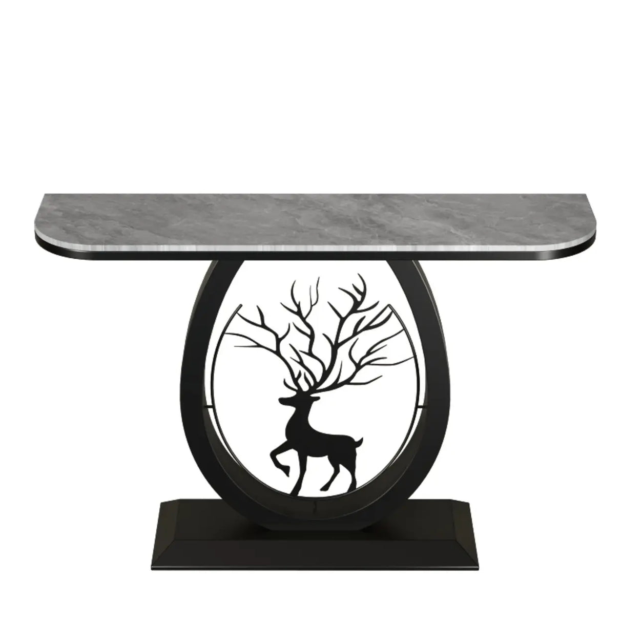 Decorative Oval Deer Base Sintered Stone Gold Console Table Image - 15